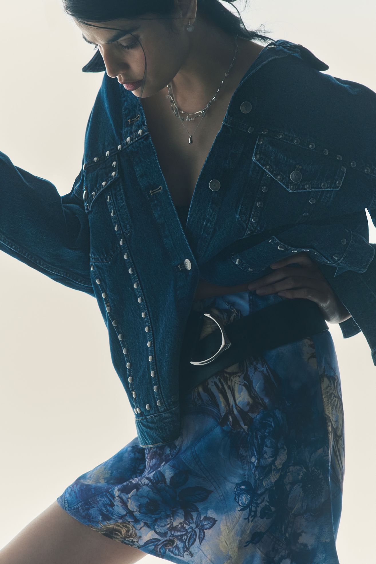 The Weston Denim Boyfriend Jacket by Pilcro: Studded Edition - Elora Stud Wash, Standard