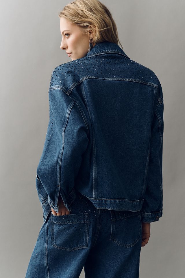 Weston Rhinestone Denim Boyfriend Jacket by Pilcro | Anthropologie