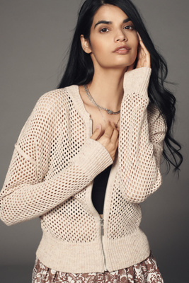 Shop Pilcro Stitchy Bomber Cardigan Sweater In White