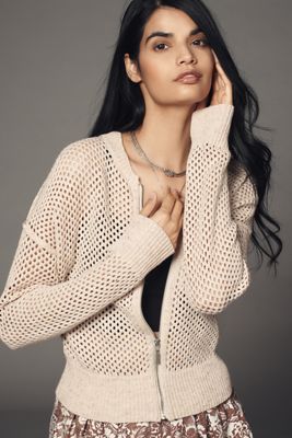 Pilcro Stitchy Bomber Cardigan Sweater