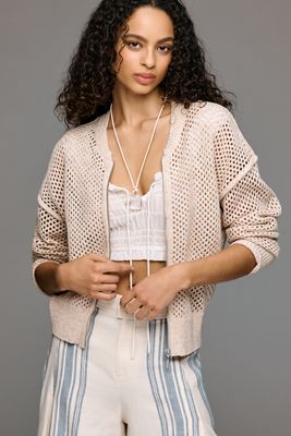 Pilcro Stitchy Bomber Cardigan Sweater
