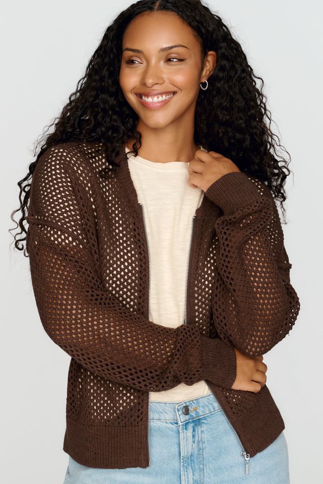 Pilcro Juniper Open-Knit Bomber Cardigan #4