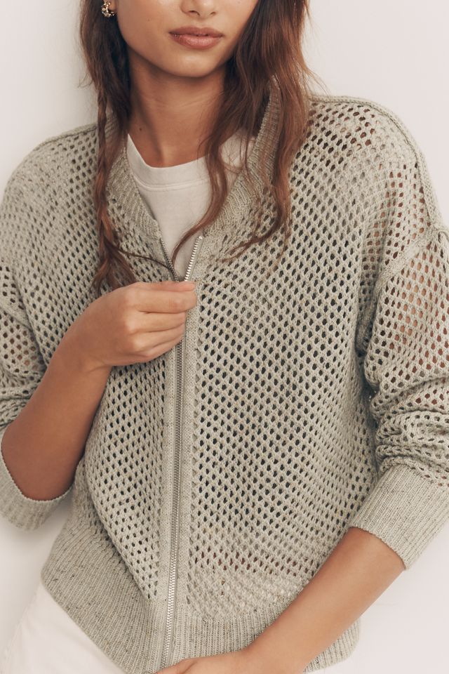 Pilcro Juniper Open-Knit Bomber Cardigan #1