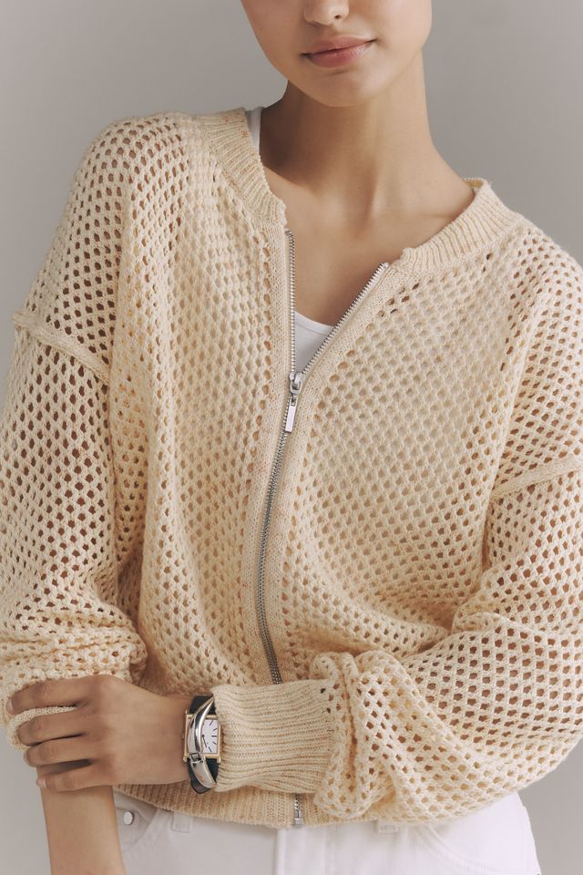 Pilcro Juniper Open-Knit Bomber Cardigan #3