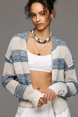 Pilcro Juniper Open-Knit Bomber Cardigan