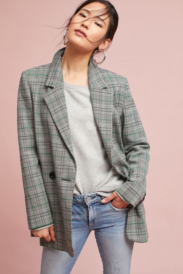 Plaid Long Blazer #1