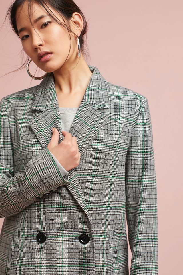 Long Plaid Blazer