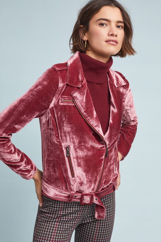 Red velvet moto on sale jacket