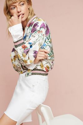 anthropologie floral bomber jacket