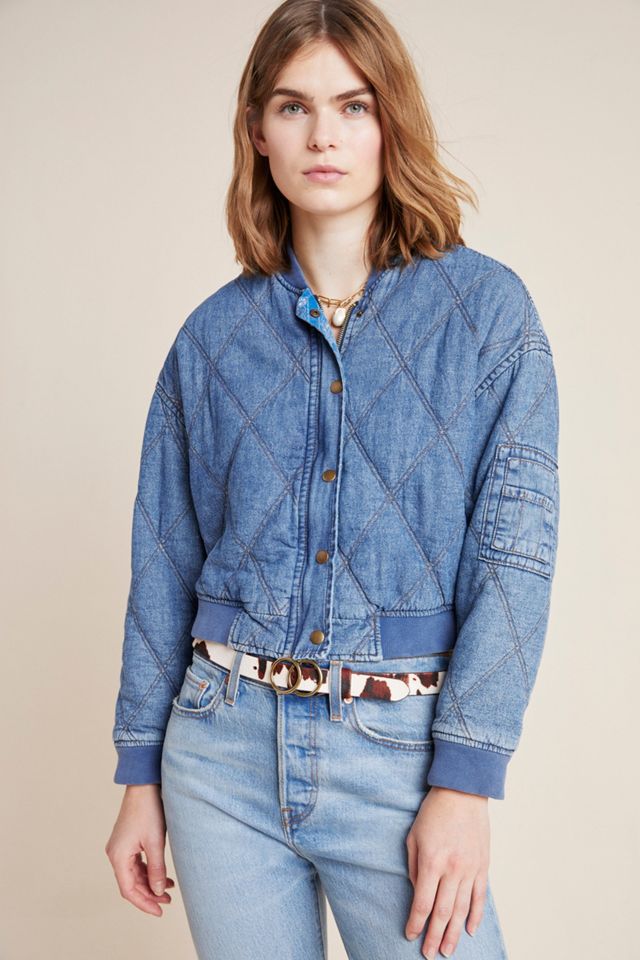 Lindy Quilted Denim Bomber Jacket #2