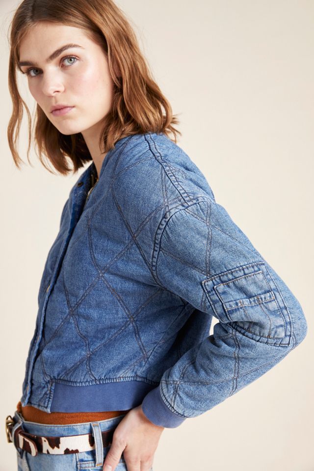 Lindy Quilted Denim Bomber Jacket #3