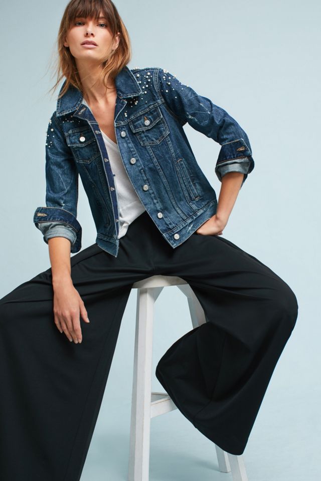 Pearled Denim Trucker Jacket #1