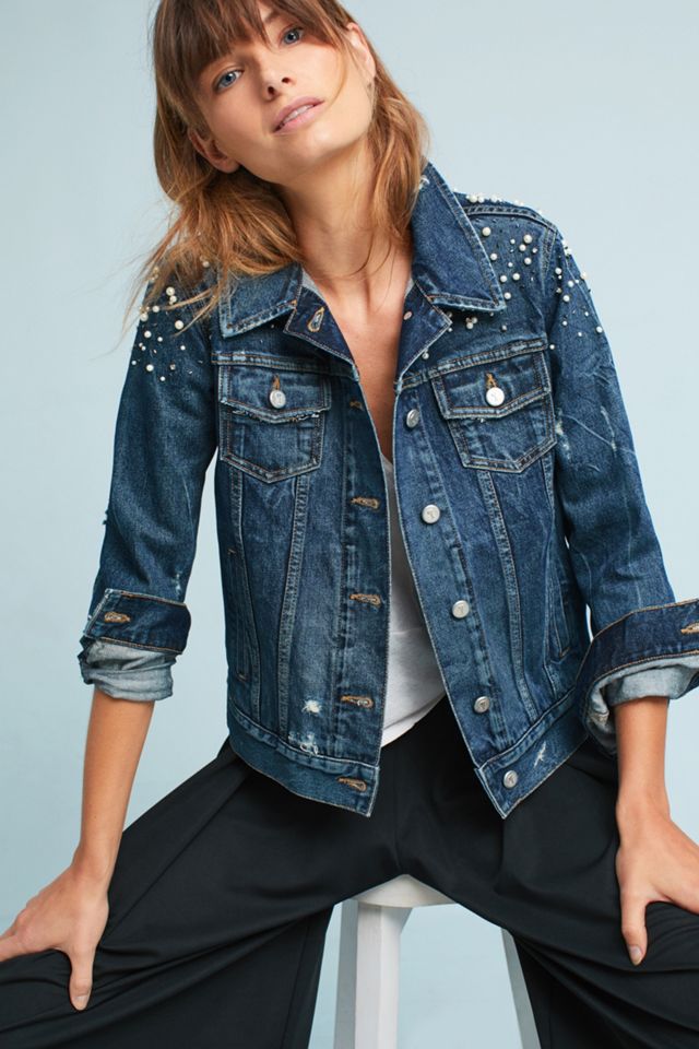 Pearled Denim Trucker Jacket #2