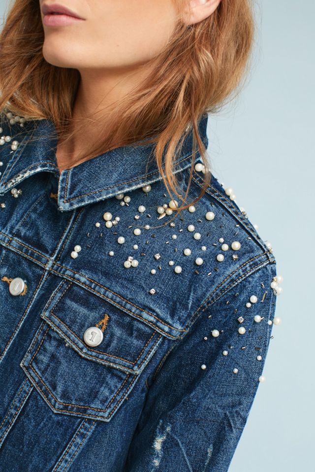 Pearled Denim Trucker Jacket #3