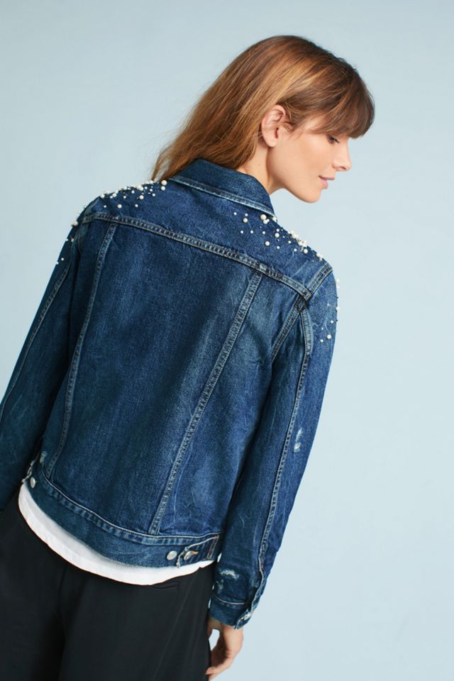 Pearled Denim Trucker Jacket #4