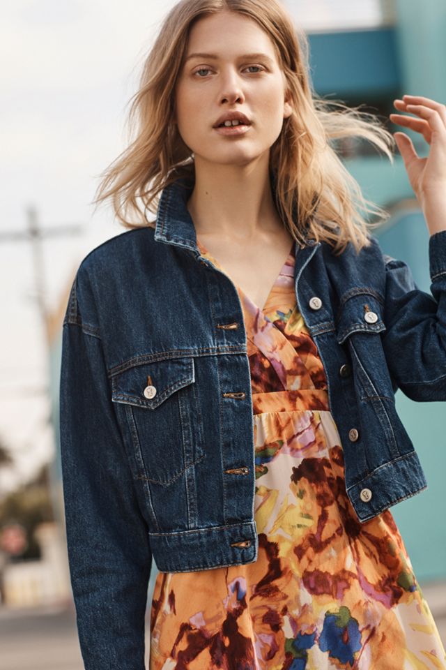 Pilcro Cropped Denim Trucker Jacket #4