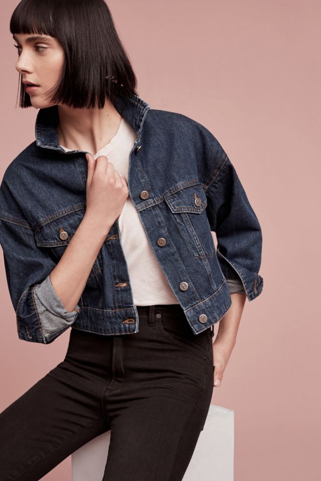 Pilcro Cropped Denim Trucker Jacket #1