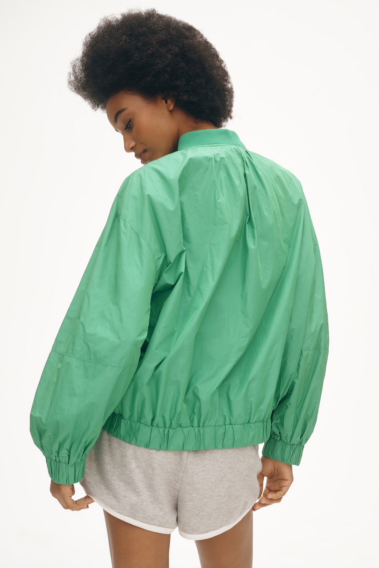 Maeve Balloon-Sleeve Bomber Jacket