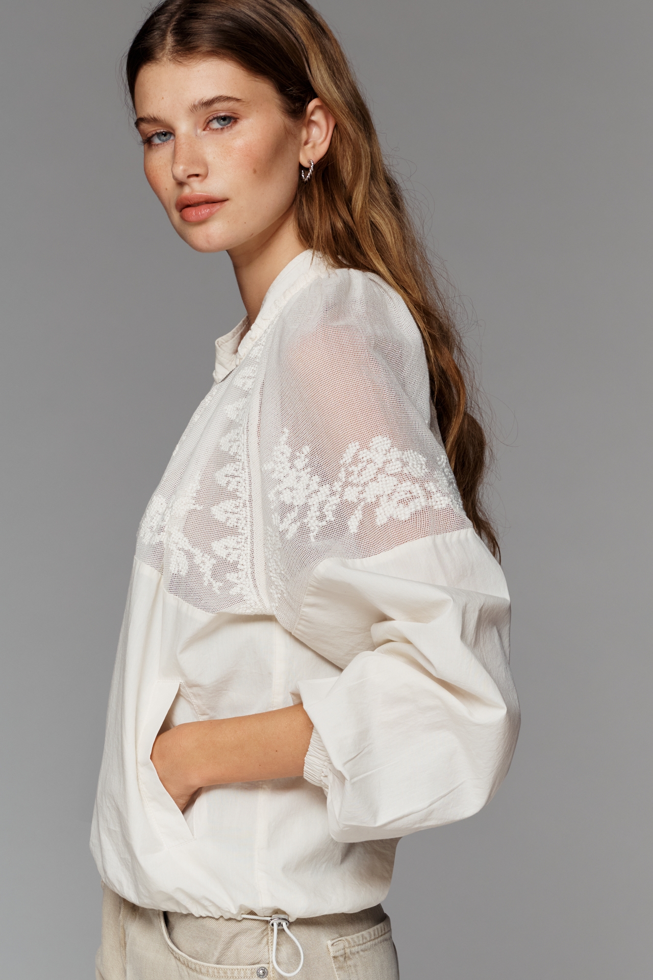 By Anthropologie Cotton Embroidered Bomber Jacket