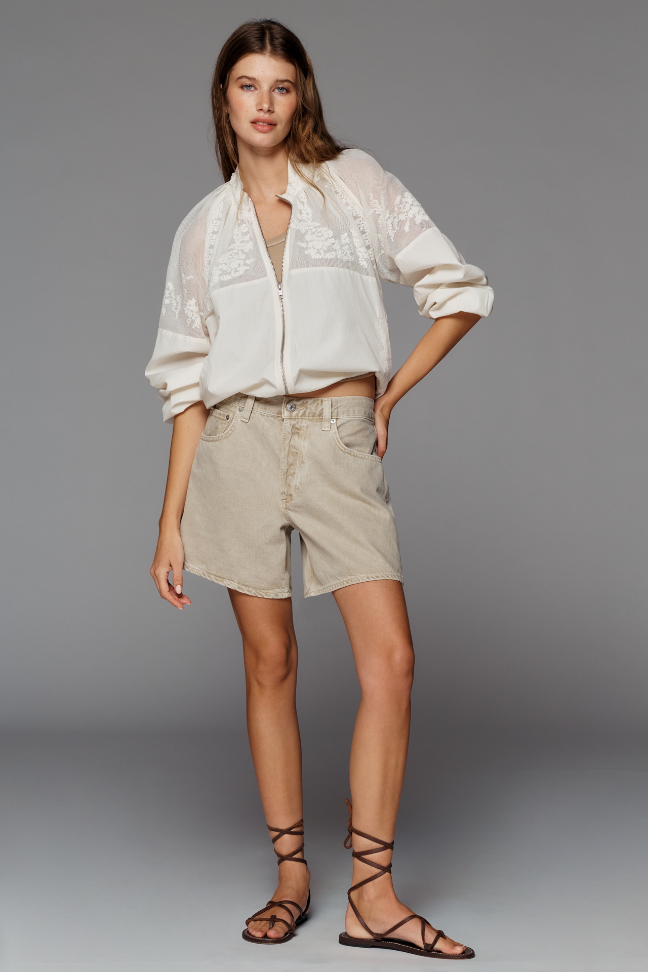 By Anthropologie Cotton Embroidered Bomber Jacket