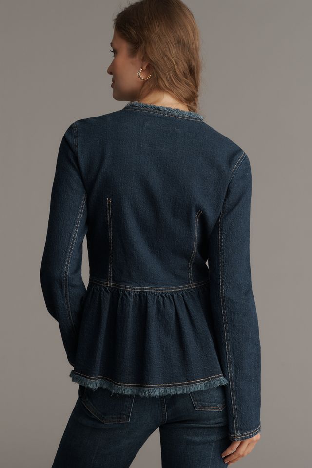 Pilcro Collarless Peplum Denim Jacket #1