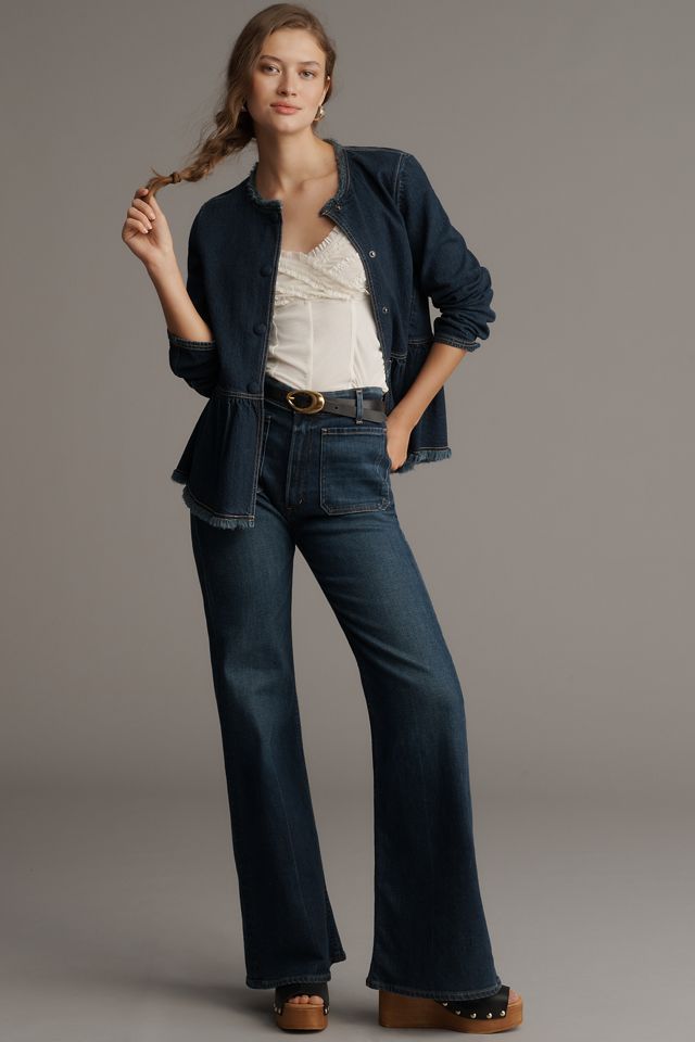 Pilcro Collarless Peplum Denim Jacket #2