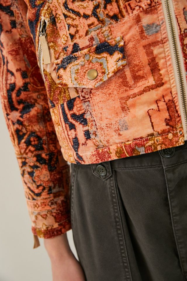 Perfecto court en velours aspect tapisserie #2