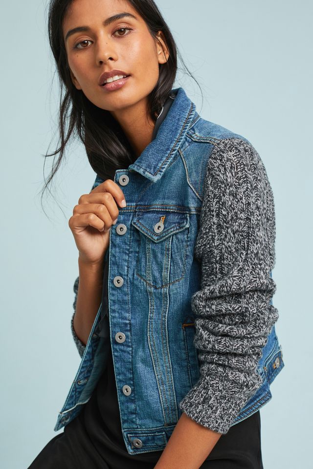 Pilcro Sweater Sleeve Denim Jacket