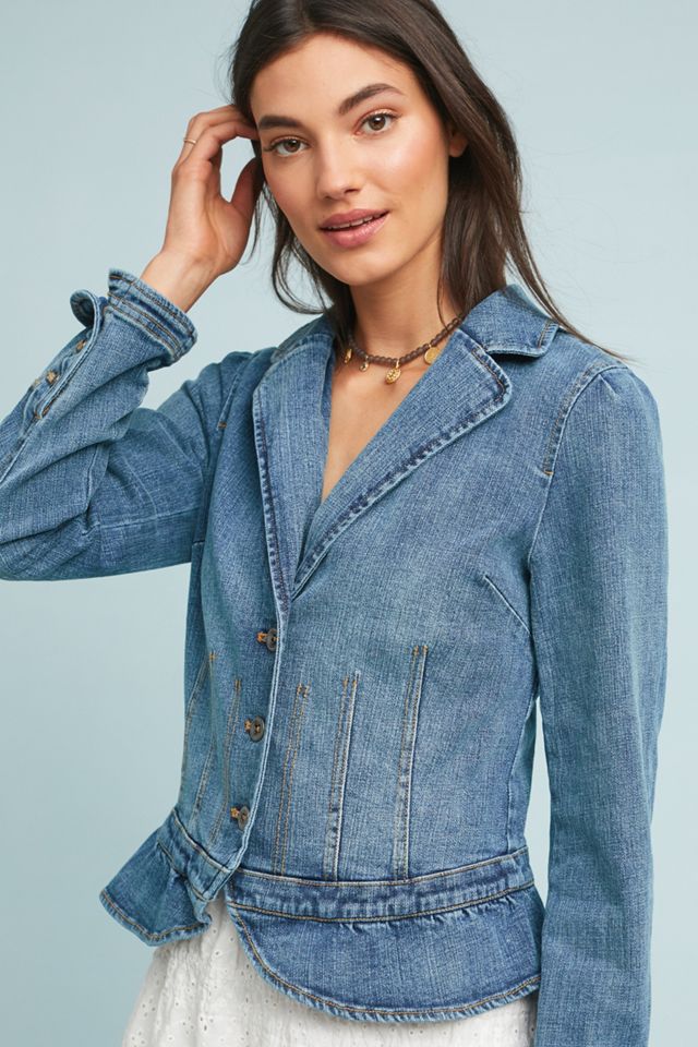 Pilcro Peplum Denim Blazer #2