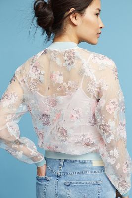 anthropologie floral bomber jacket