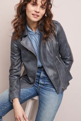 Peplum Faux Leather Moto Jacket Anthropologie