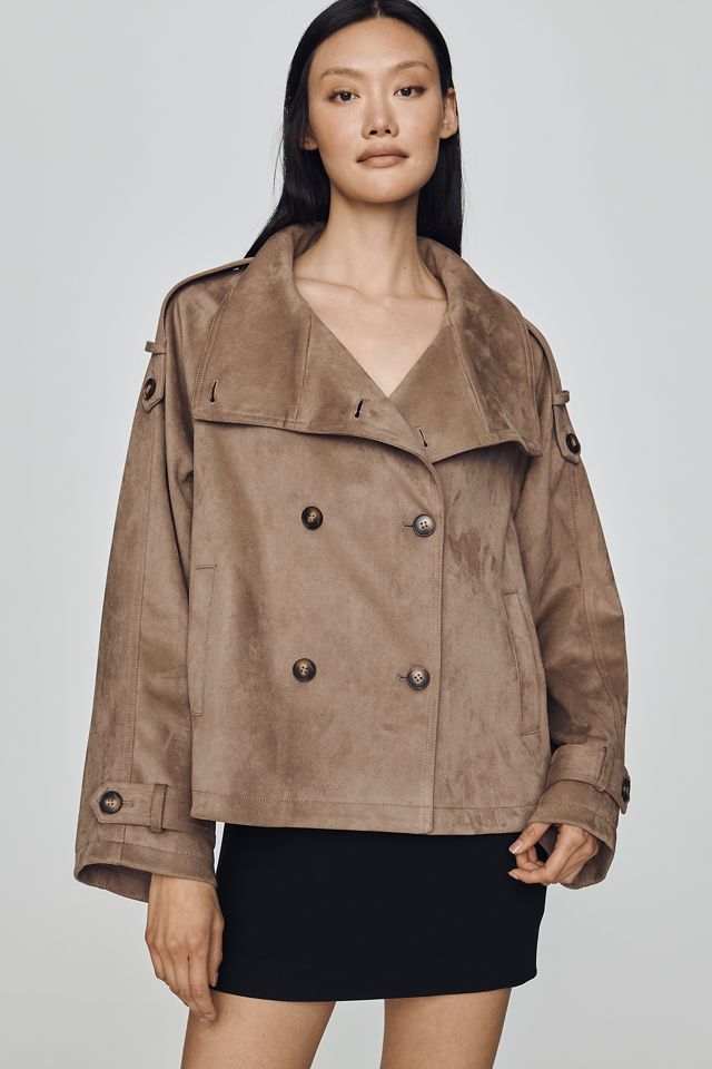 Maeve Funnel-Neck Short Trench Coat #1