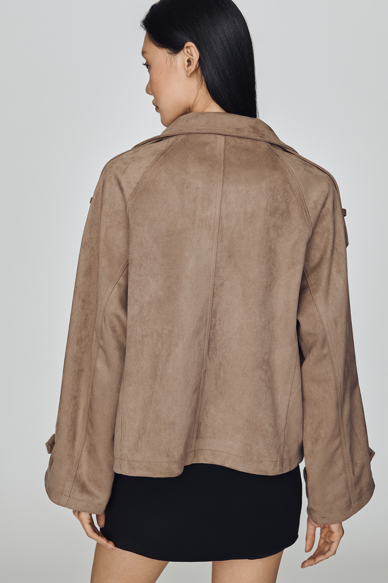 Maeve Funnel-Neck Short Trench Coat
