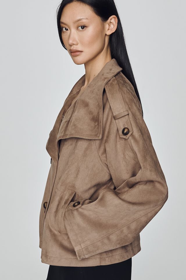Maeve Funnel-Neck Short Trench Coat #3