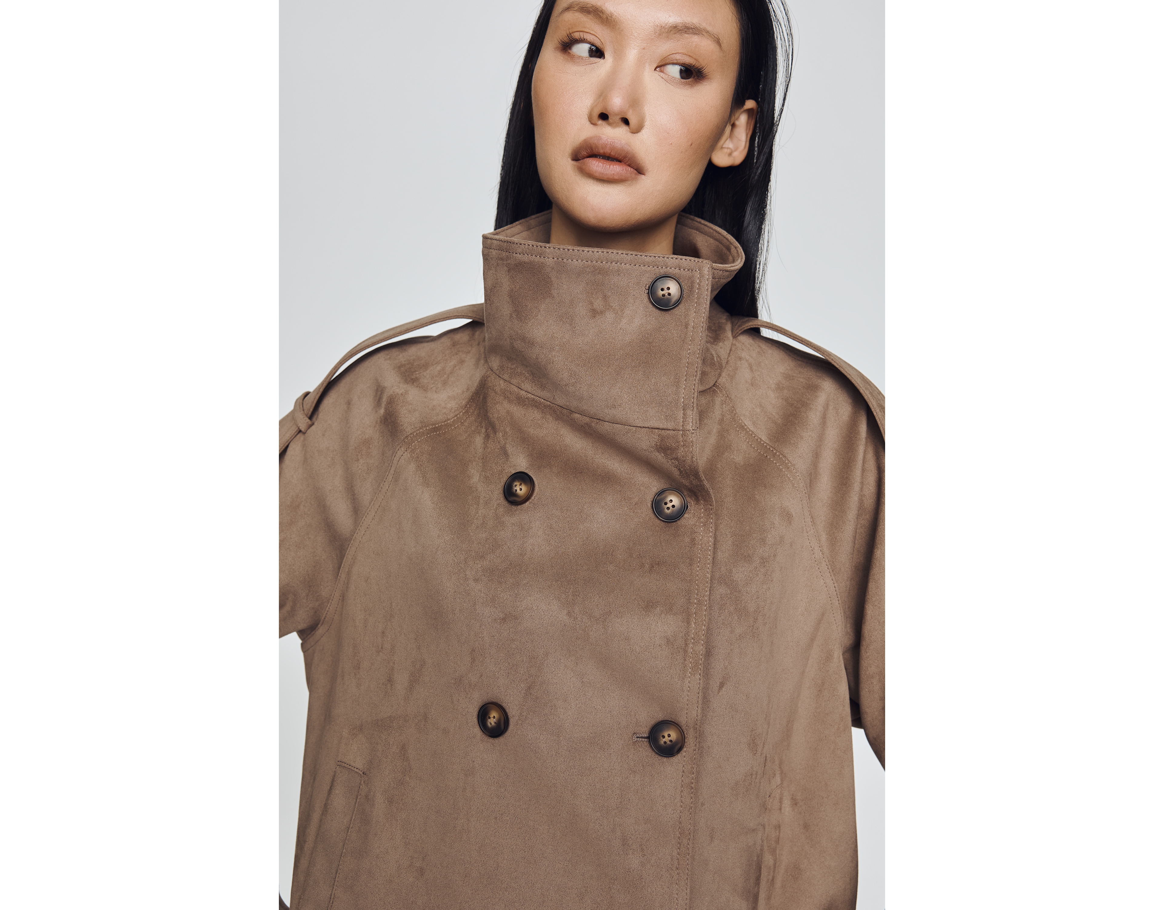 Maeve Funnel Neck Short Trench Coat