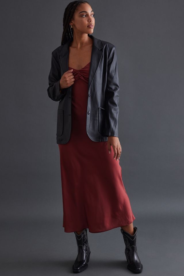 Faux Leather Blazer with Functional Pockets (WJT223A)