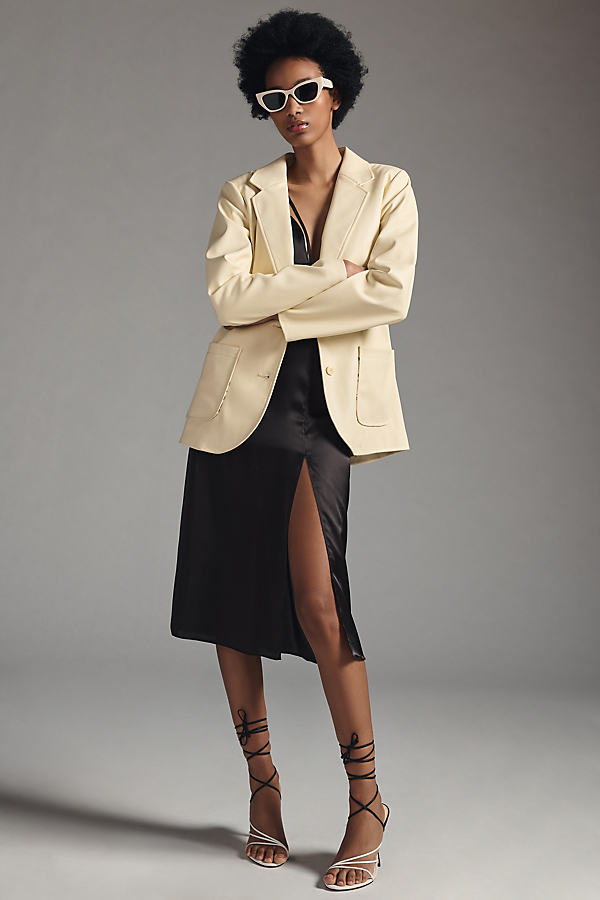 By Anthropologie The Faux Leather Blazer