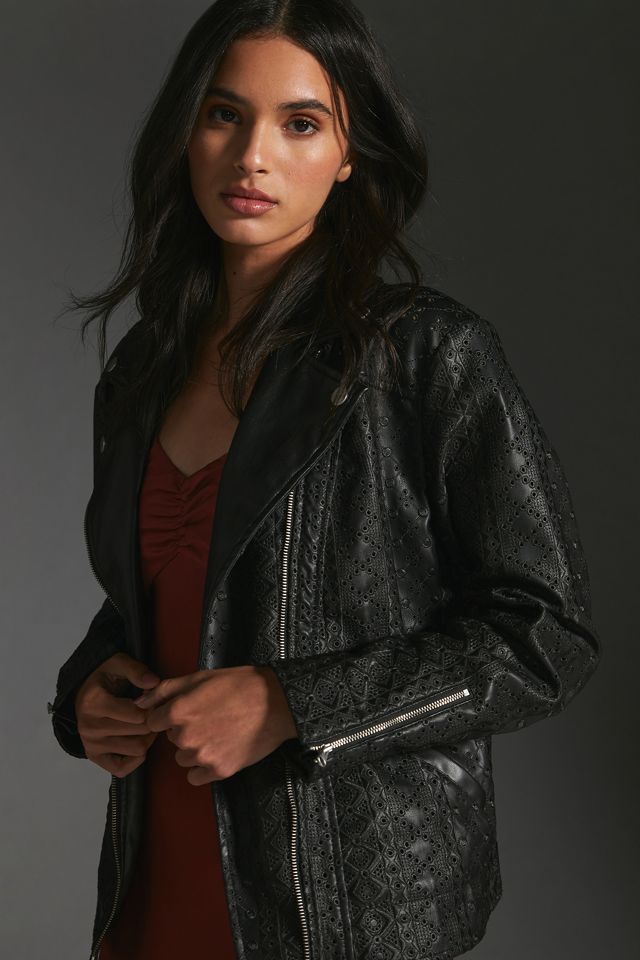 By Anthropologie Faux Leather Eyelet Jacket #1
