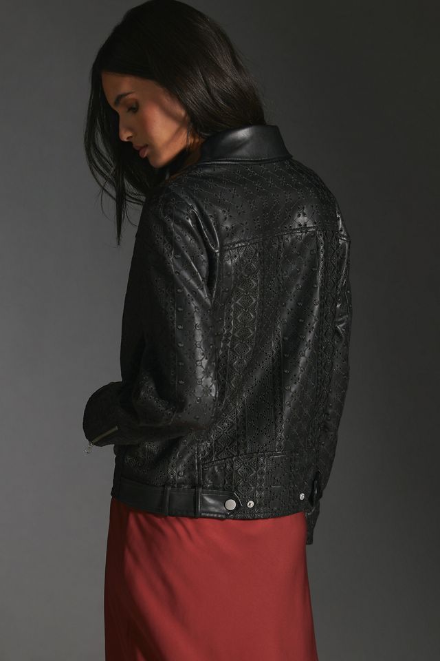 By Anthropologie Faux Leather Eyelet Jacket #2