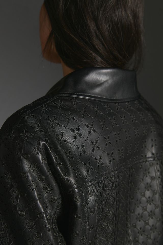 By Anthropologie Faux Leather Eyelet Jacket #3
