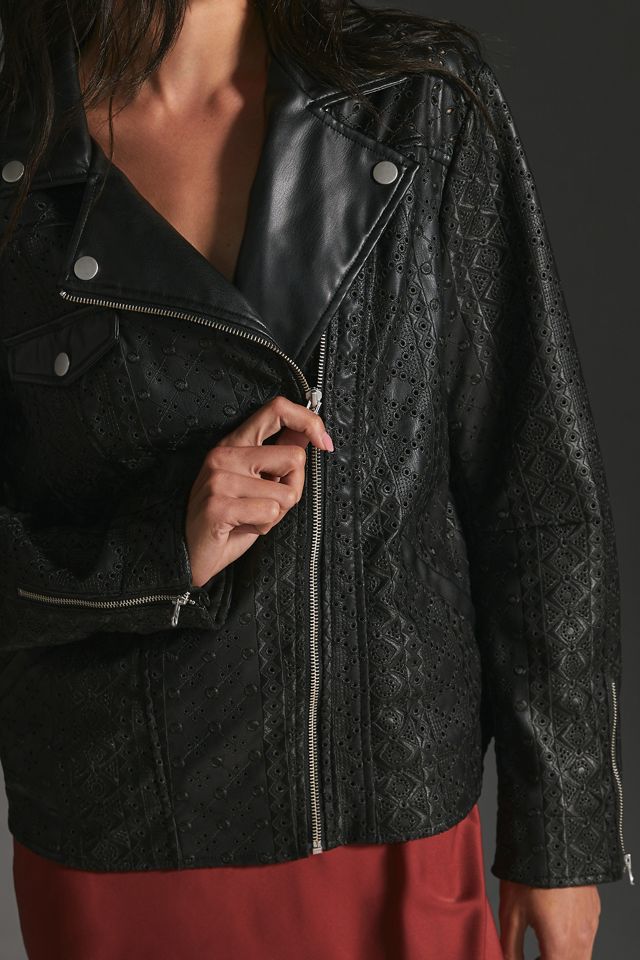 By Anthropologie Faux Leather Eyelet Jacket #4