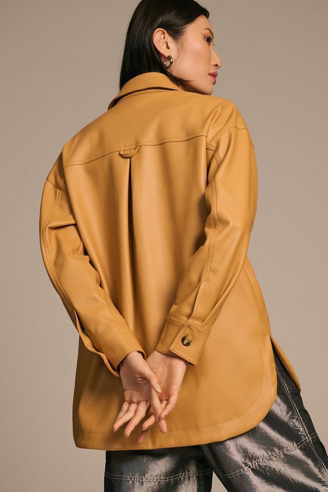 Maeve Faux Leather Shirt Jacket #1