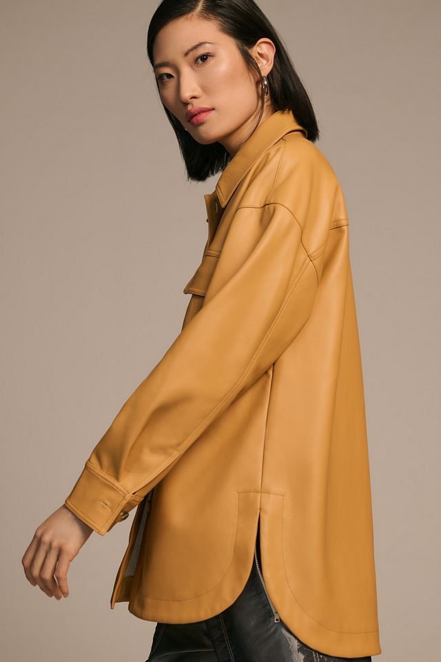Maeve Faux Leather Shirt Jacket #2