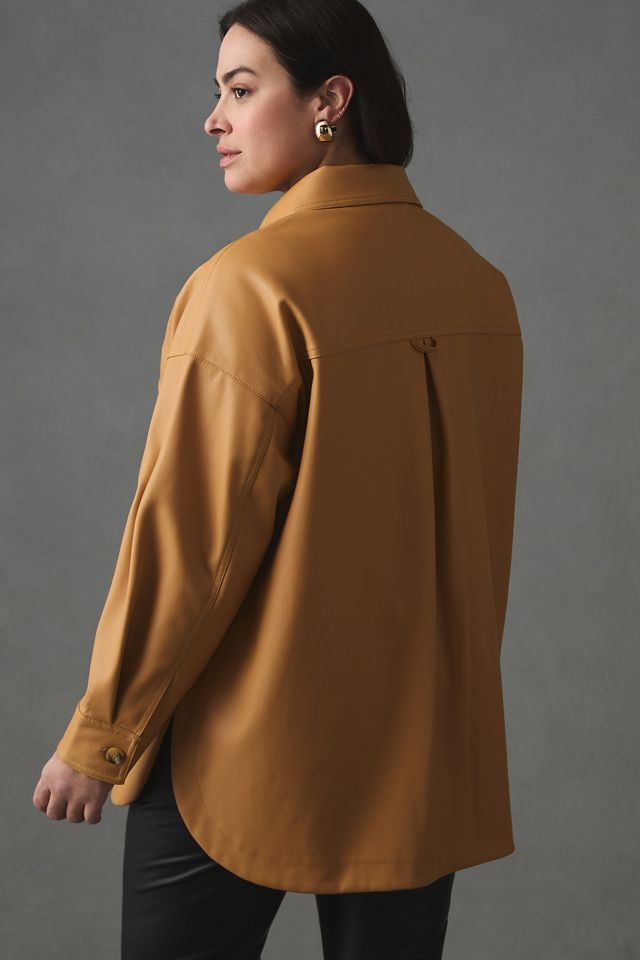 Maeve Faux Leather Shirt Jacket #5