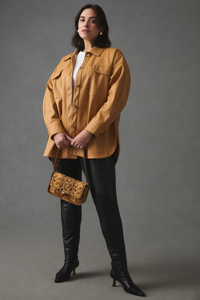 Maeve Faux Leather Shirt Jacket #6