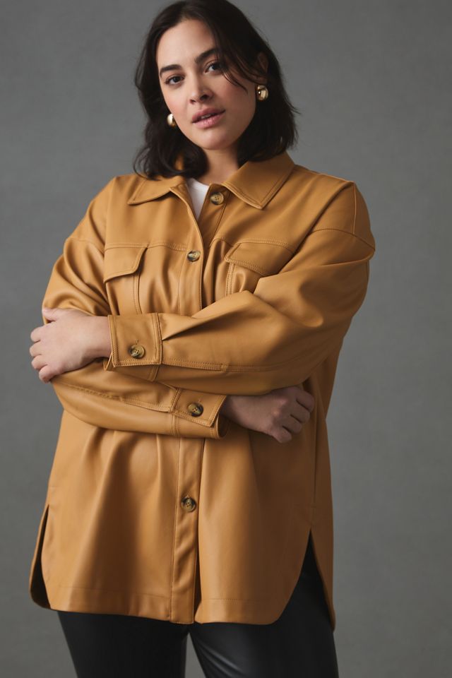 Maeve Faux Leather Shirt Jacket #7
