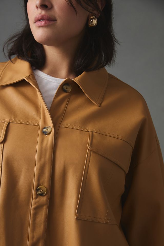 Maeve Faux Leather Shirt Jacket #8