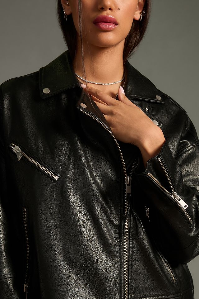 Anthropologie black 2024 leather jacket