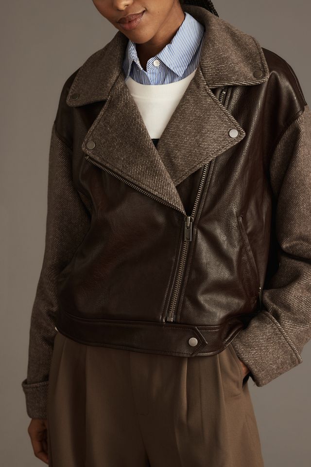 By Anthropologie Twill Cocoon Moto Jacket #3