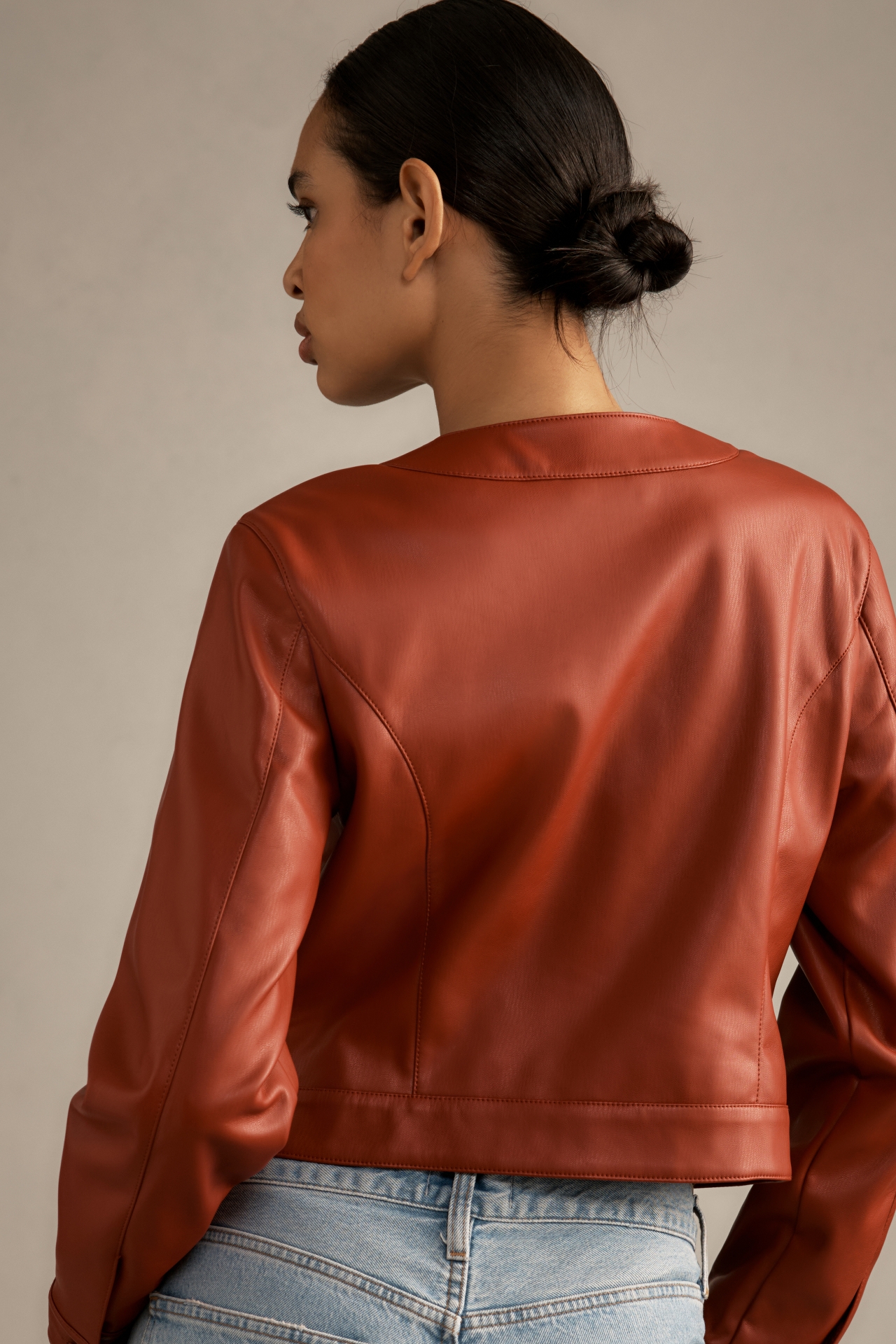 Maeve Faux Leather Patch Pocket Jacket